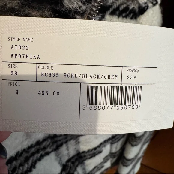 IRO Paris Bika Checked Wool-Blend Half-Zip Sweater Plaid NWT Size 38 - Picture 9 of 16